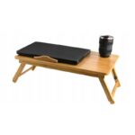 Masuta laptop din bambus multifunctionala, Malatec Pro Design, cu sertar, reglabila, pliabila, 50 x 30 cm