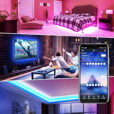Banda LED Color RGB, 10 m, Bluetooth Control App, telecomanda 44 taste, sincronizare muzicala, 16 milioane de culori, SMD 5050