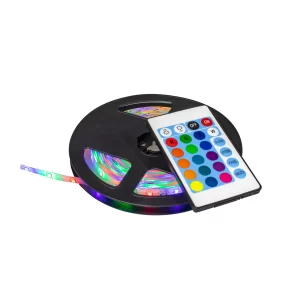 Banda LED cu silicon, Color RGB, 5 m, cu telecomanda IR cu 24 taste, 16 culori, 5 moduri iluminare, luminozitate reglabila