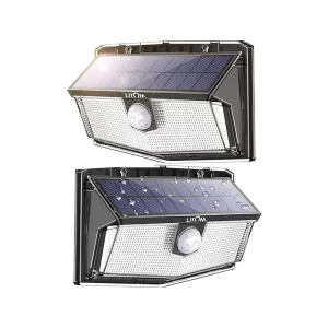 Set 2 lampi solare LITOM LTCD217, 300 LED-uri, senzor de miscare, incarcare solara