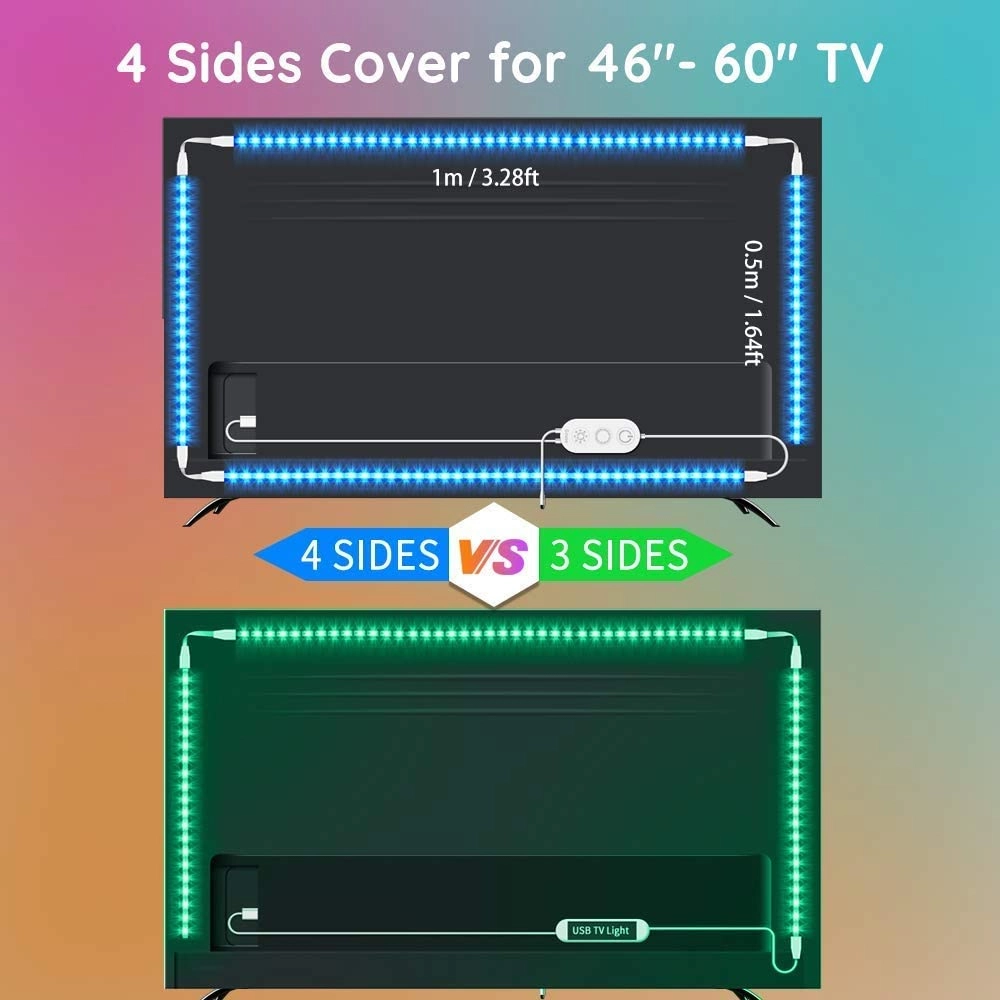 Banda LED TV RGB Govee H6183 USB Telecomanda 3 m Sincronizare muzica 46 60 inch 4 1