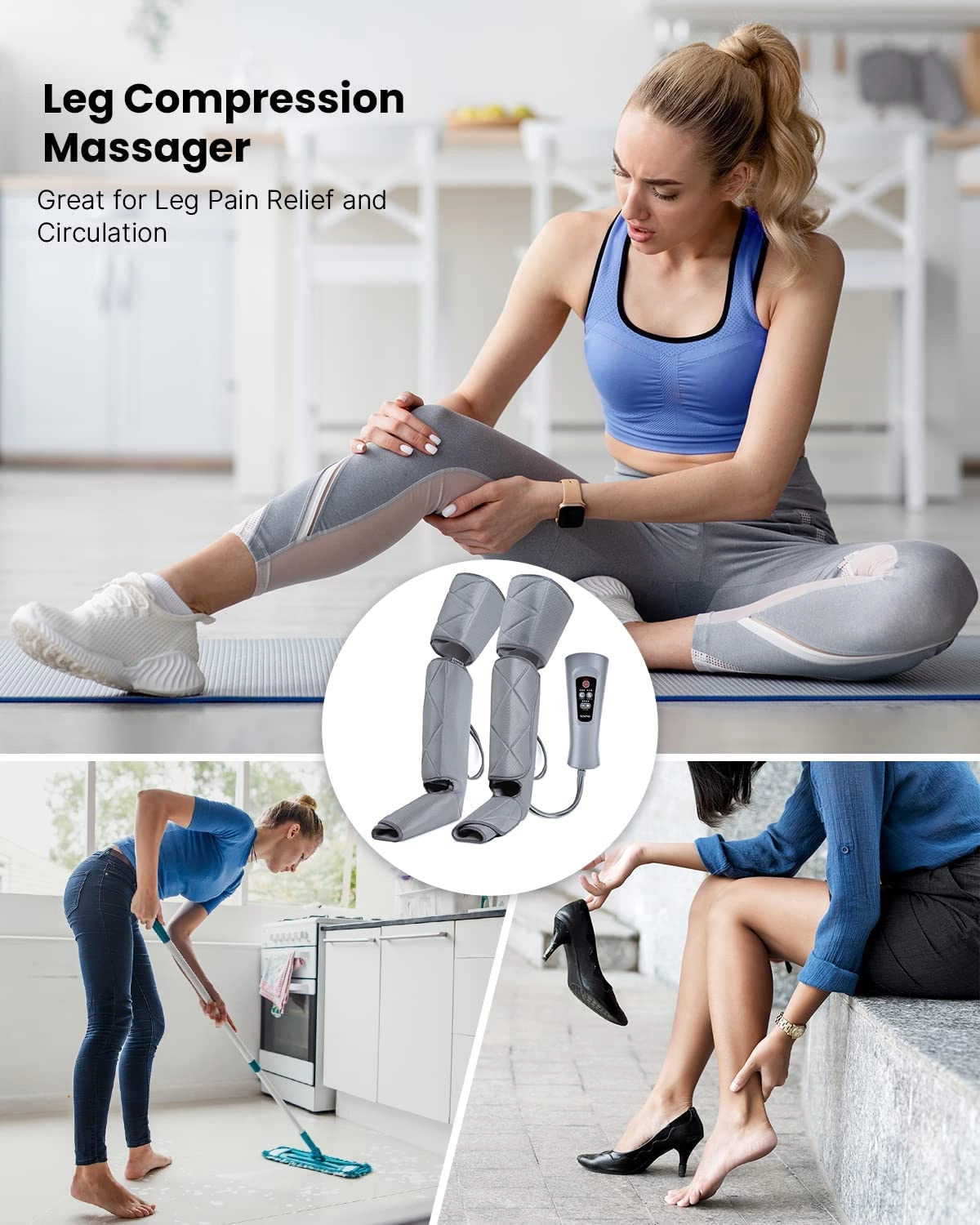 Aparat de masaj picioare Renpho ALM070 6 moduri 4 intensitati functie caldura circulatie si ameliorarea durerii compresie aer relaxarea musculara 10