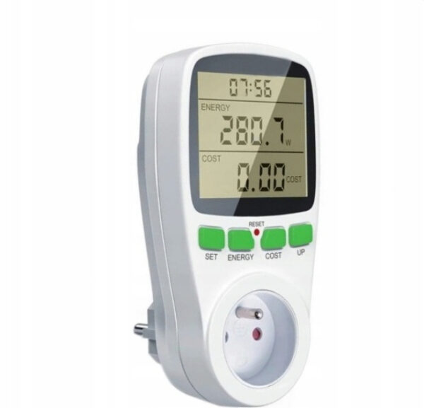 Wattmetru multifunctional cu contor digital pentru masurarea consumului de energie si calcularea costului