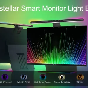 Lampa pentru monitor Ustellar RGBIC Wi-Fi Smart LED, 10W, aluminiu, Sincronizare muzica, Tuya   Smart Life