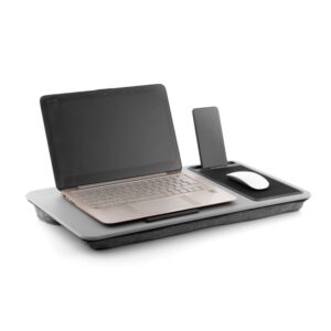 Masuta Portabila pentru Laptop cu Perna XL Deskion InnovaGoods, cu suport pentru telefon, 57 x 30 cm