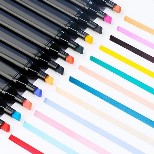 Set 40 markere evidentiatoare colorate cu varf dublu Sketch Markers, gentuta transport